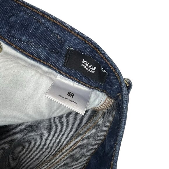 Express Super High Rise Mom Jeans Size 6 Side Tab Buckle Horsebit Dark Wash 5792 - Picture 8 of 11